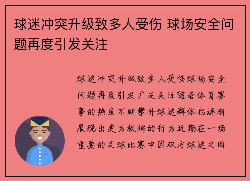 球迷冲突升级致多人受伤 球场安全问题再度引发关注